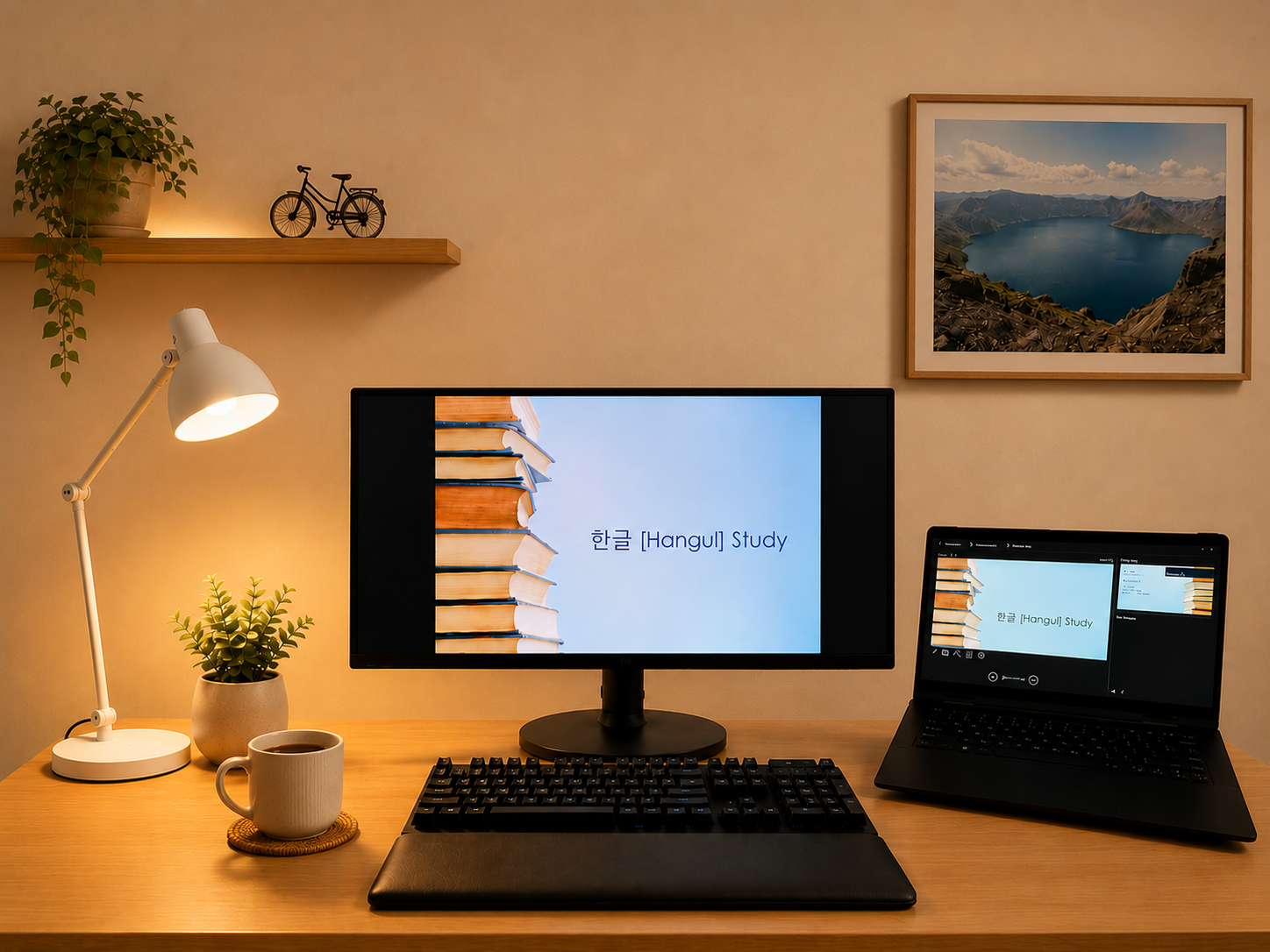 A cozy desk of Teacher Jin for the Hello from Korea blog